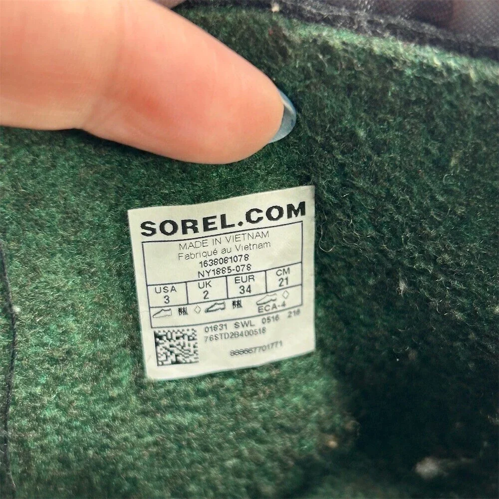 SOREL Flurry Snow Boots Boy Kids Gray Black Blue Waterproof Winter Size 3